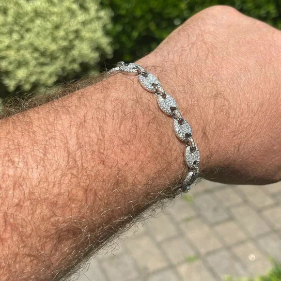 Gucci Link Bracelet Solid 925 Silver With Moissanite